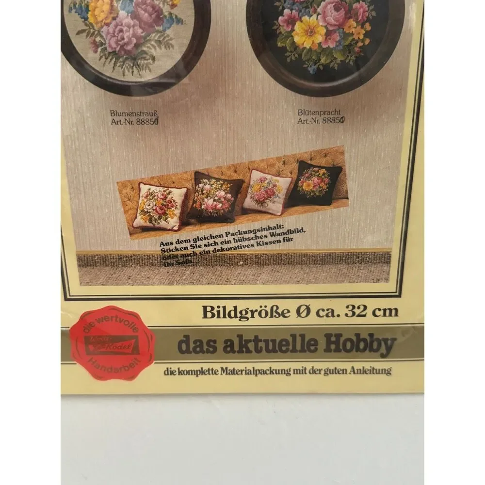 Gobelin-Stickkissen Embroidery Cushion Kit Flower Splendor Bouquet Flowers NEW